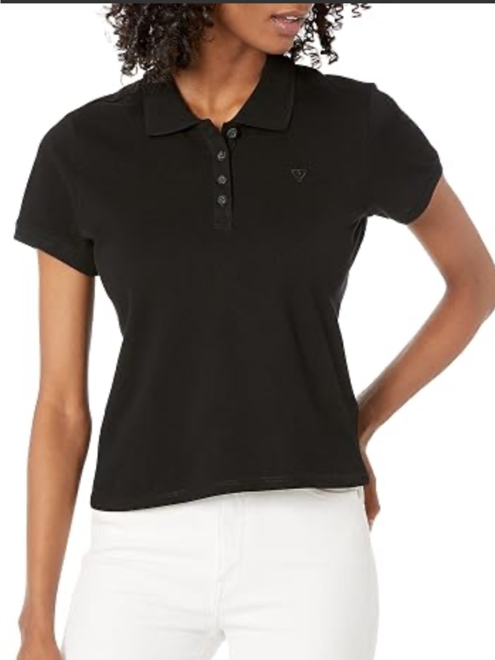 GUESS cropped Short Sleeve Polo with Subtle Logo S